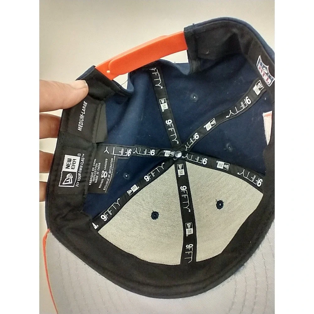New Era 9FIFTY Denver Broncos Snapback Hat Navy Orange‎ NFL AFC Patch Mens M/L